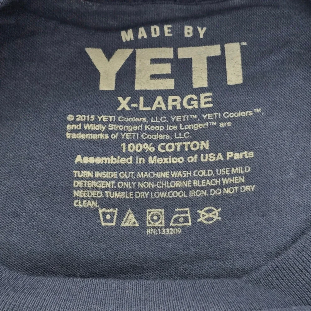 Yeti Coolers Bear Proof T-Shirt Mens XL Navy Blue Orange Grizzly Graphic Cotton